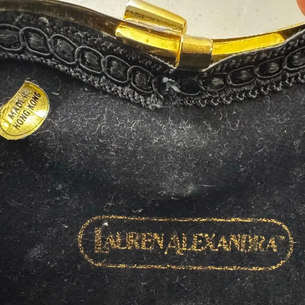 Vintage Lauren Alexandra 1980s  Gold Clamshell Purse Italy with Chain Hong Kong